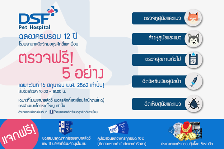 ฉลองครบรอบ 12 ปี รพ.สัตว์หมอสุรศักดิ์และเพื่อน ตรวจฟรี 5 อย่าง!